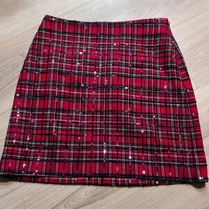 Women’s Vineyard Vines Red Plaid sequin Mini Skirt NWT size 00